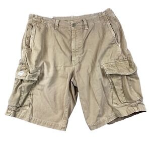 American Eagle Cargo Shorts Mens 36 Beige Broken In Streetwear Grunge Distressed